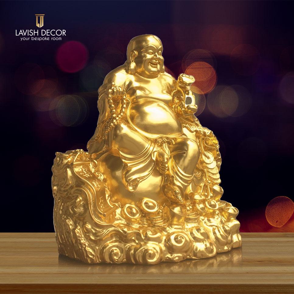 Tượng Phật Di Lặc dát vàng 9999 cao 47cm nặng 20kg